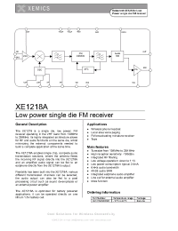 Datasheet XE1218A manufacturer Неопределенные