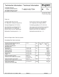 Datasheet T4003N manufacturer Eupec