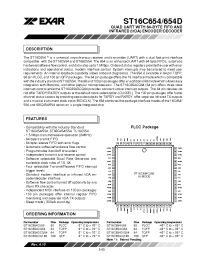 Datasheet ST16C654DIQ64 manufacturer Exar