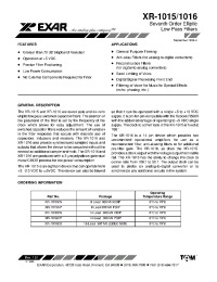 Datasheet XR-1015 manufacturer Exar