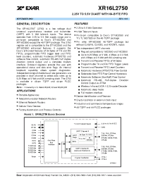 Datasheet XR16L2750IJ manufacturer Exar