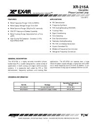 Datasheet XR-215 manufacturer Exar
