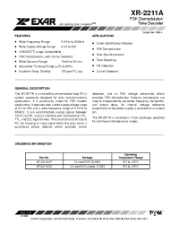Datasheet XR-2211ACP manufacturer Exar