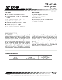 Datasheet XR-8038ACP manufacturer Exar