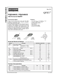 Datasheet FQU14N15 manufacturer Fairchild