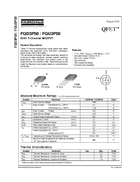 Datasheet FQU3P50 manufacturer Fairchild