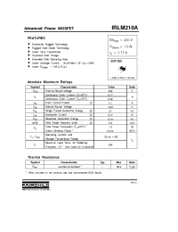 Datasheet IRLM210 manufacturer Fairchild