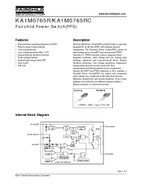 Datasheet KA1M0765RC-YDTU manufacturer Fairchild