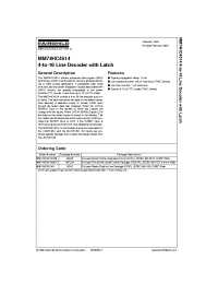 Datasheet MM74HC4514 manufacturer Fairchild