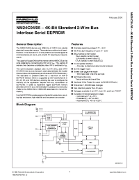 Datasheet NM24C05LZ manufacturer Fairchild