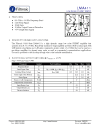 Datasheet LMA411 manufacturer Filtronic