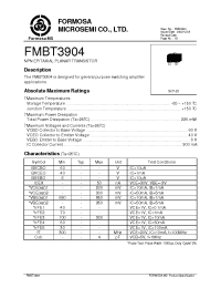 Datasheet FMBT3904 manufacturer Formosa