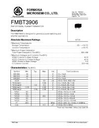 Datasheet FMBT3906 manufacturer Formosa