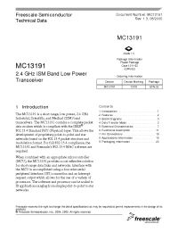 Datasheet MC13191 manufacturer Freescale