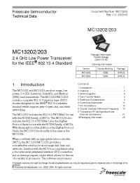 Datasheet MC13203 manufacturer Freescale