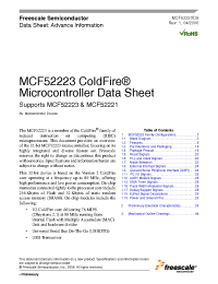 Datasheet MCF52221 manufacturer Freescale