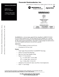 Datasheet MMM5063 manufacturer Freescale