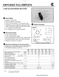 Datasheet KBPC801 manufacturer Fuji