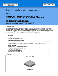 Datasheet MB89593BPFV manufacturer Fujitsu