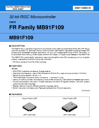 Datasheet MB91F109 manufacturer Fujitsu