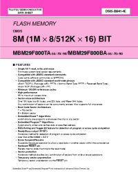 Datasheet MBM29F800BA-70PFTN производства Fujitsu