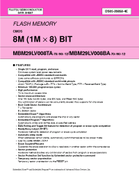 Datasheet MBM29LV008TA-90PTN производства Fujitsu