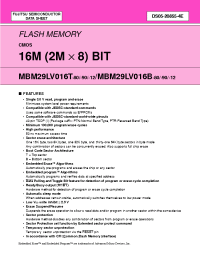 Datasheet MBM29LV016B manufacturer Fujitsu