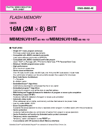 Datasheet MBM29LV016T-80PTN manufacturer Fujitsu