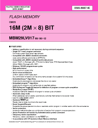 Datasheet MBM29LV017-90PTN производства Fujitsu