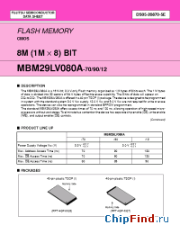 Datasheet MBM29LV080A-70PTN manufacturer Fujitsu