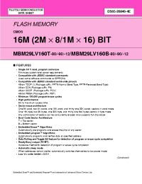 Datasheet MBM29LV160B-12PFTN производства Fujitsu