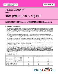 Datasheet MBM29LV160B-80PFNT manufacturer Fujitsu