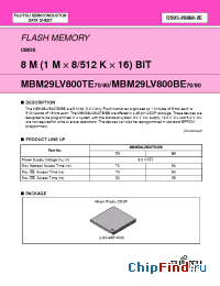 Datasheet MBM29LV800BE70 manufacturer Fujitsu