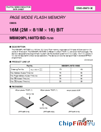 Datasheet MBM29PL160BD-75PFTH manufacturer Fujitsu