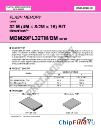 Datasheet MBM29PL32TM10PBT производства Fujitsu