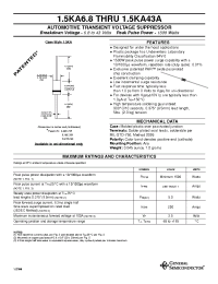 Datasheet 1.5KA11A manufacturer General Semiconductor