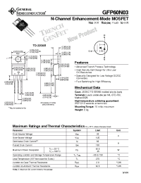 Datasheet GFP60N03 manufacturer General Semiconductor
