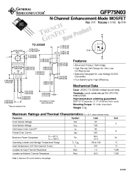 Datasheet GFP75N03 manufacturer General Semiconductor