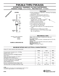 Datasheet P4KA6.8 manufacturer General Semiconductor