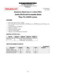 Datasheet G8925-XX manufacturer Hamamatsu