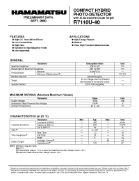 Datasheet R7110U-40 manufacturer Hamamatsu