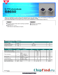 Datasheet S8650 manufacturer Hamamatsu