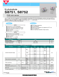 Datasheet S8751 производства Hamamatsu