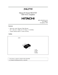 Datasheet 2SK2795 manufacturer Hitachi