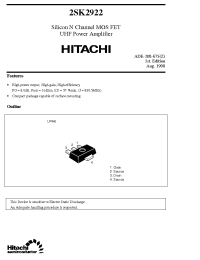 Datasheet 2SK2922 manufacturer Hitachi