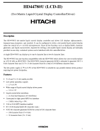 Datasheet HCD44780UBxx manufacturer Hitachi
