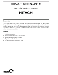 Datasheet HD74AC139 manufacturer Hitachi