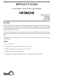 Datasheet HD74ALVC162244 manufacturer Hitachi