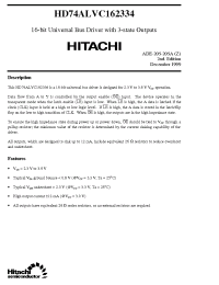Datasheet HD74ALVC162334 manufacturer Hitachi