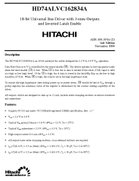 Datasheet HD74ALVC162834A manufacturer Hitachi